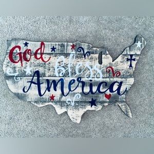 God Bless America Rustic Wood Wall Art